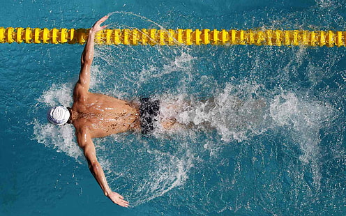 Sport Swimmer, yellow pool rope, Sports, Swimming, swimmer, HD wallpaper HD wallpaper