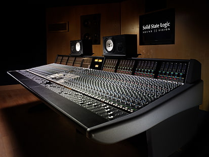 mixer de áudio preto, gravação de som, estúdio, equipamento, HD papel de parede HD wallpaper