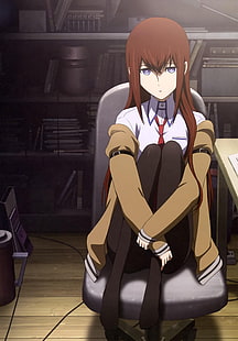 braune Haare Mädchen Anime Charakter Tapete, Makise Kurisu, Steins; Gate, Anime Girls, HD-Hintergrundbild HD wallpaper
