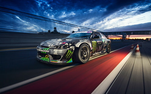car, Monster Energy, race tracks, Silvia, Nissan, HD wallpaper HD wallpaper