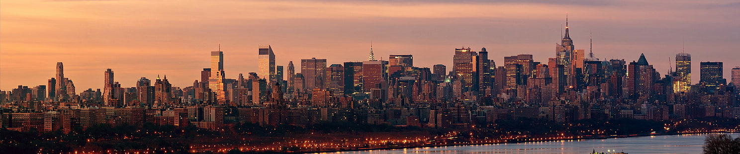 Nowy Jork, potrójny ekran, szeroki kąt, miasto, pejzaż miejski, Manhattan, Tapety HD HD wallpaper