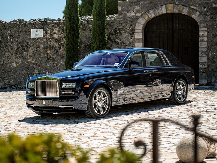 blue Rolls Royce Wraith sedan, Black, Rolls-Royce, Phantom, Machine, Desktop, Car, 2012, Wallpapers, New, Beautiful, Wallpaper, Automobiles, Luxury, HD wallpaper