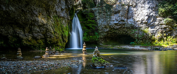 cascada, naturaleza, piedras, rio, HD-Hintergrundbild HD wallpaper