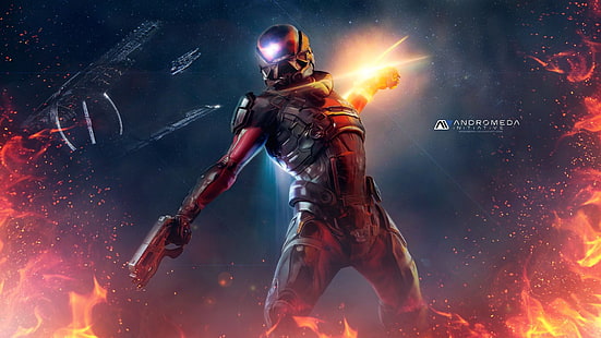 робот-мужчина графические обои, Инициатива Андромеды, Mass Effect: Андромеда, Масс Эффект, Райдер, HD обои HD wallpaper