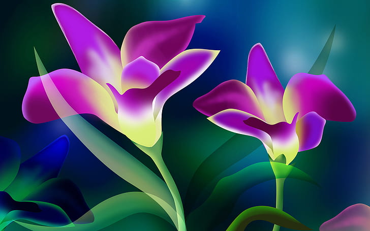 Fiori, fiori rosa, bella, fioritura, illustrazione di fiori viola, fiori, fiori rosa, bella, fioritura, Sfondo HD
