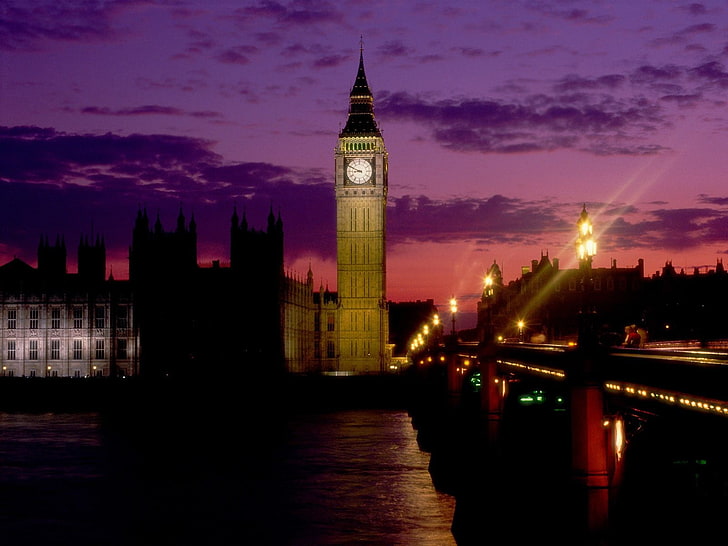 London, Big Ben, clocktowers, street light, HD wallpaper