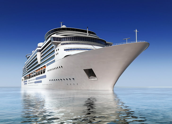 white cruise ship, Ship, liner, Cruise, 3D Graphics, photon, HD wallpaper