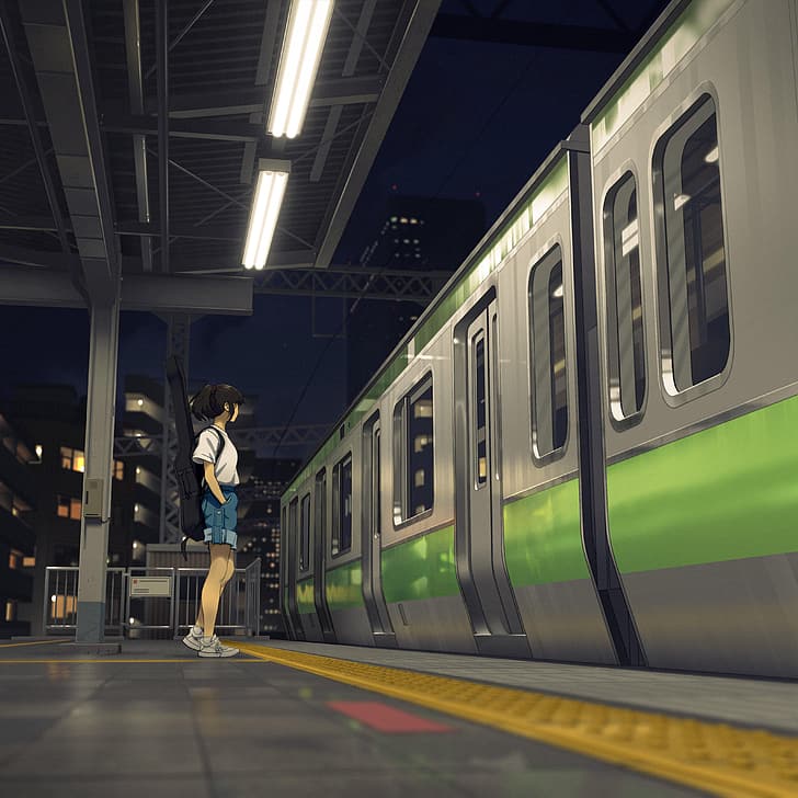 anime kızlar, metro istasyonu, HD masaüstü duvar kağıdı