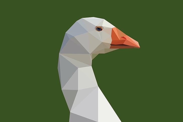 Abstract, Facets, Animal, Bird, Goose, Low Poly, Minimalist, Polygon, HD wallpaper