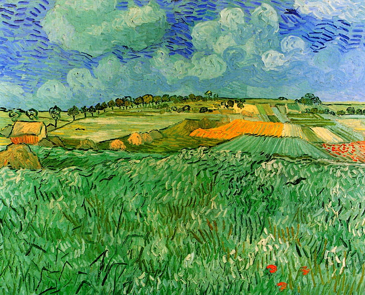 alan, Vincent van Gogh, Auvers, Düz Yakın, HD masaüstü duvar kağıdı