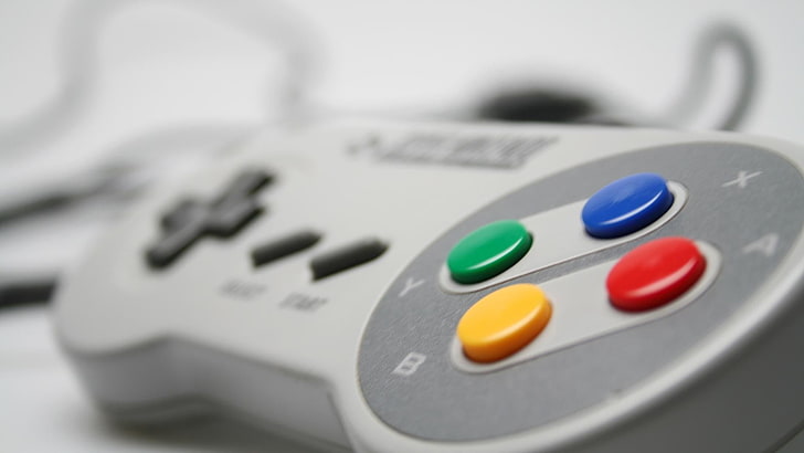 grauer Nintendo-Controller, Controller, Nintendo, SNES, Retro-Spiele, Videospiele, HD-Hintergrundbild