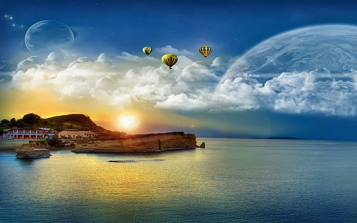 Hot Air Balloon Ride, hot air balloons, seascape, travel, aircraft planes, HD wallpaper