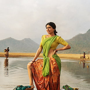 damens gula gröda topp, Samantha, Rangasthalam, HD, 4K, HD tapet HD wallpaper