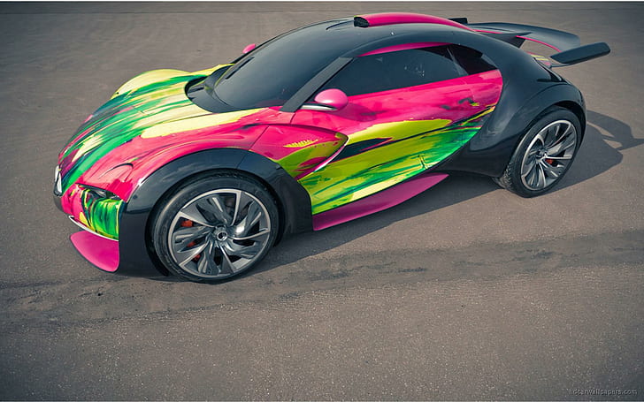 Citroen Survolt Concept Car 3, bugatti veyron noir, rose et vert, concept, citroen, survolt, voitures, Fond d'écran HD