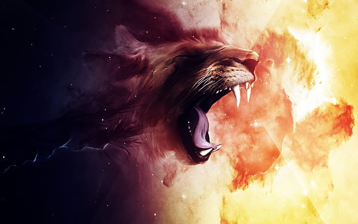Roaring Lion HD, creative, graphics, lion, creative and graphics, roaring, HD wallpaper