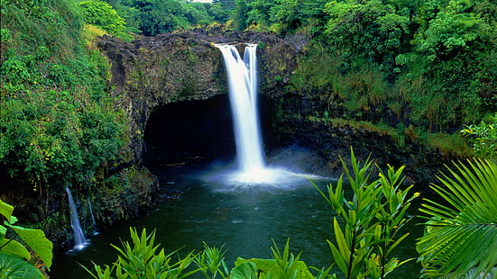 natur, 1920x1080, hawaii, hintergrund, hanauma, schreibtisch, insel, wasserfall, HD-Hintergrundbild HD wallpaper