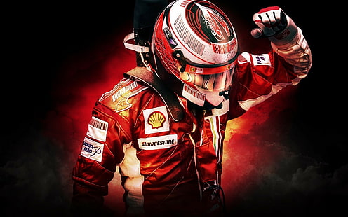 Formula 1, Ferrari, men, red, HD wallpaper HD wallpaper