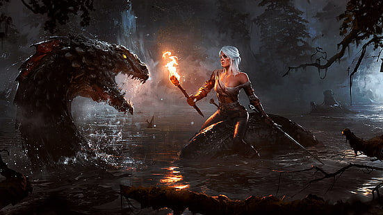 Cirilla Fiona Elen Riannon, The Witcher 3: Wild Hunt, The Witcher, Ciri, jeux vidéo, fille fantastique, Fond d'écran HD HD wallpaper