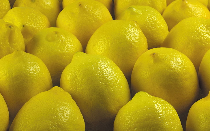 banyak buah lemon, lemon, kuning, buah, Wallpaper HD