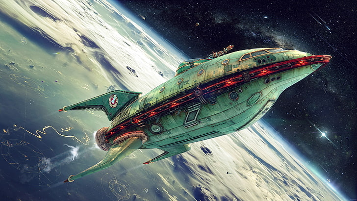 иллюстрация серого самолета, Futurama, планета экспресс, космический корабль, HD обои