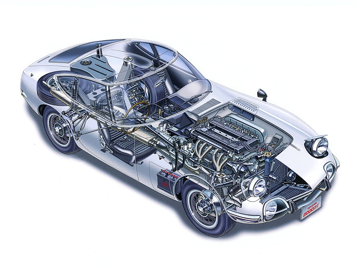 1967, 2000gt, classic, cutaway, engine, engines, interior, mf10, spec, supercar, supercars, toyota, HD wallpaper