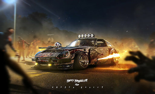 3D, rendering, auto, strada, Porsche, pistola, Khyzyl Saleem, Sfondo HD HD wallpaper