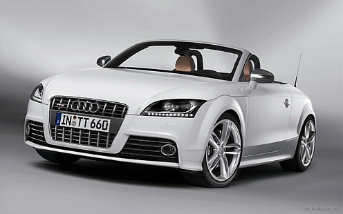 Audi TTS Roadster, бял audi tt кабриолет, ауди, роудстър, автомобили, HD тапет HD wallpaper