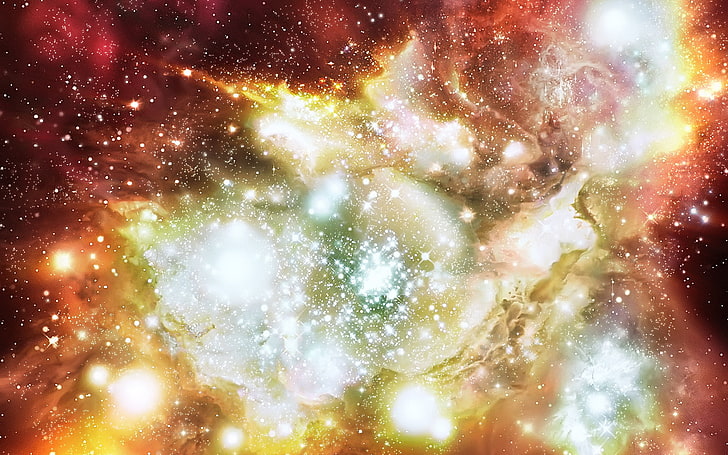 илюстрация на галактика, звезди, мъглявина, телескоп Хъбъл, HD тапет