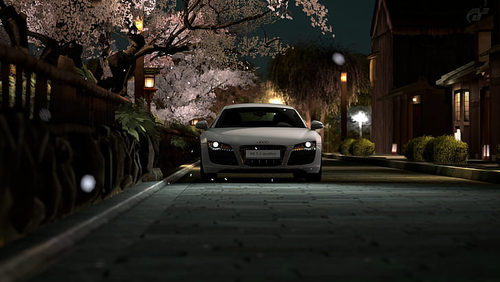 japan night audi r8 3840x2160 Mobil Audi HD Art, malam, jepang, Wallpaper HD