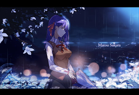 Serie Fate, Fate / Stay Night, anime girls, Matou Sakura, Sfondo HD HD wallpaper