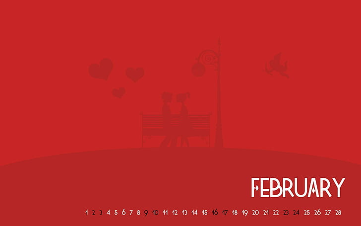 February Valentine Calendar, valentine, february, calendar, love, HD wallpaper