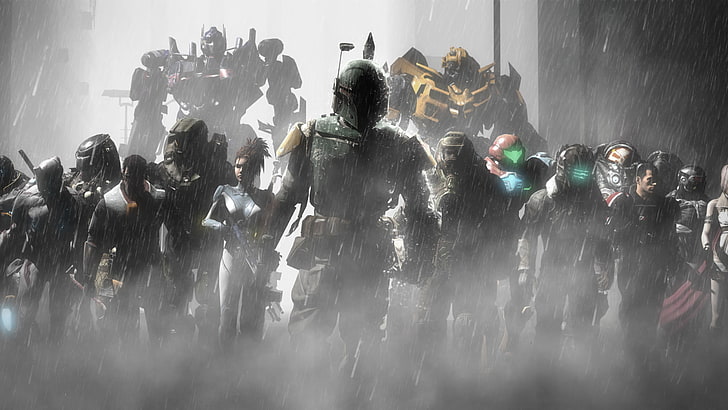 papel de parede de personagens variados, anti-heróis, Predator (filme), Transformers, Optimus Prime, Comandante Shepard, Dead Space, HD papel de parede