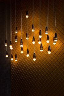 lampadine, lampadario, luce, elettricità, illuminazione, muro, Sfondo HD HD wallpaper