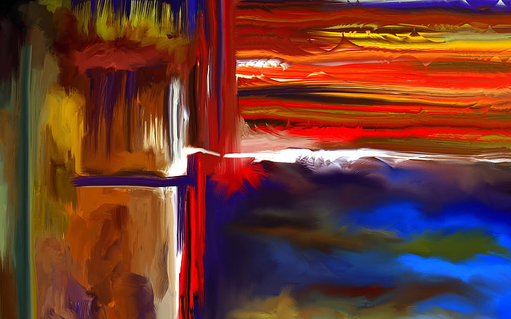 lukisan abstrak warna-warni, abstrak, lukisan, Wallpaper HD