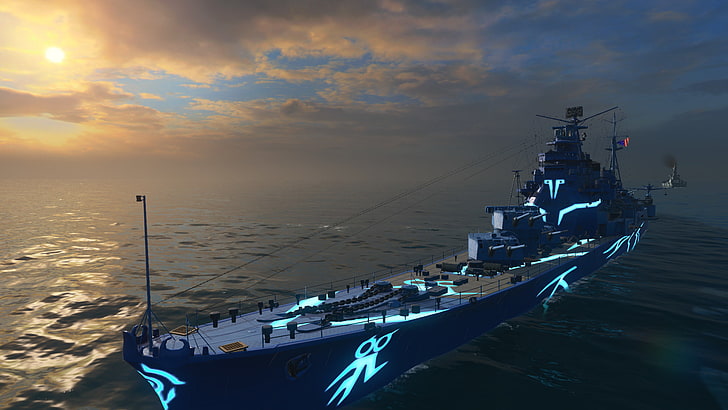 Buques de guerra, World of Warships, crucero japonés Takao, Fondo de pantalla HD