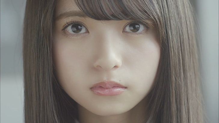 Nogizaka46, Asian, women, brunette, brown eyes, face, HD wallpaper