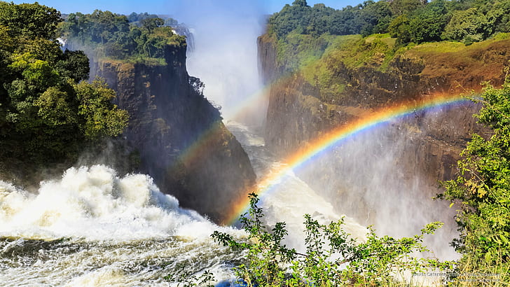 Дьявольская катаракта, водопад Виктория, Зимбабве, Африка, HD обои