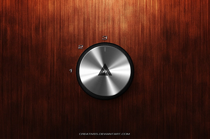 silver selector knob, music, button, player, icon, Logo, AIMP3, AIMP, creative5, HD wallpaper