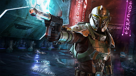 персонаж держит пистолет обои, Звездные войны, Star Wars: The Clone Wars, научная фантастика, HD обои HD wallpaper
