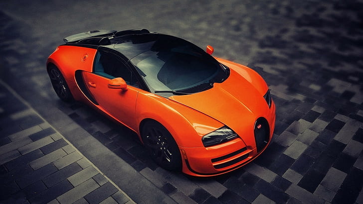 bugatti, Bugatti Veyron, car, Orange Cars, HD wallpaper