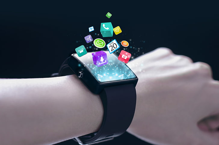 Smartwatch, hands, icon, HD wallpaper