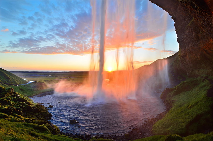 cachoeiras, cachoeira, islândia, lindamente, HD papel de parede