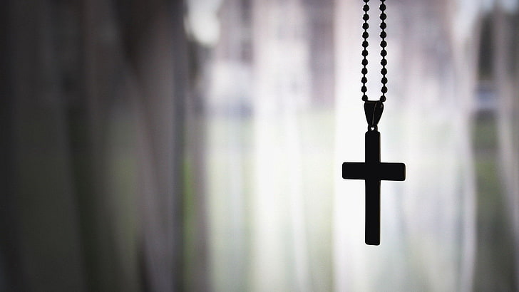 кулон из черного креста, религиозный, крест, HD обои