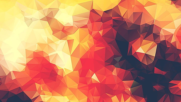 yellow, orange, pattern, triangle, polygon, design, art, symmetry, graphics, low poly, graphic design, geometry, colors, HD wallpaper