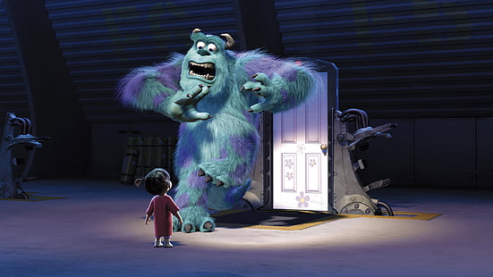Cartoon, Monster, Tür, Mädchen, Monsters Inc., Monsters Inc, HD-Hintergrundbild HD wallpaper