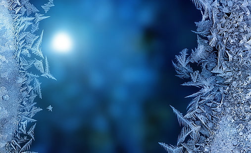 Eis auf Glas, Schneeflocken, Elemente, Wasser, HD-Hintergrundbild HD wallpaper