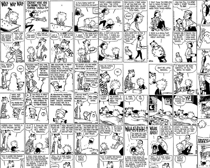 comic artwork, comic books, Calvin and Hobbes, HD wallpaper