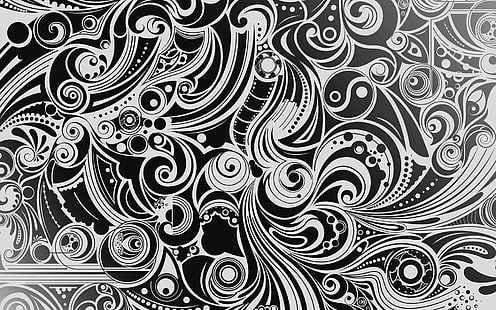 weiße und schwarze Welle digitale Tapete, schwarz, weiß, Muster, Form, Muster, HD-Hintergrundbild HD wallpaper