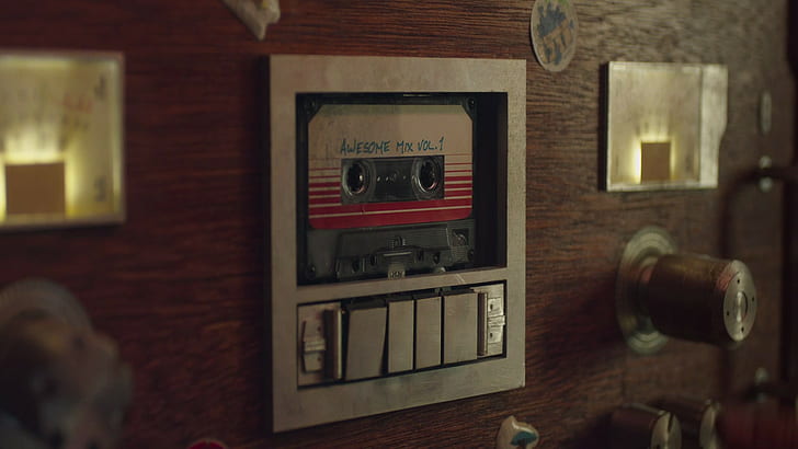 Guardians of the Galaxy Marvel Cassette Tape HD, filmer, the, Marvel, Galaxy, Guardians, kassett, band, HD tapet