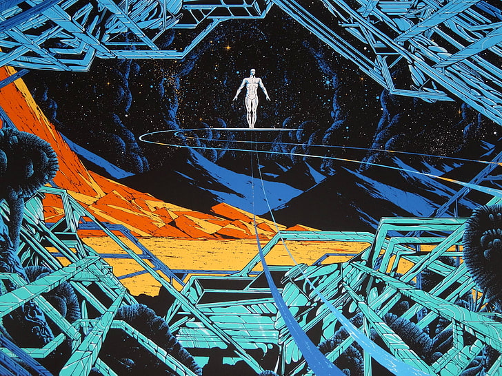 абстрактна живопис, Kilian Eng, научна фантастика, Silver Surfer, HD тапет